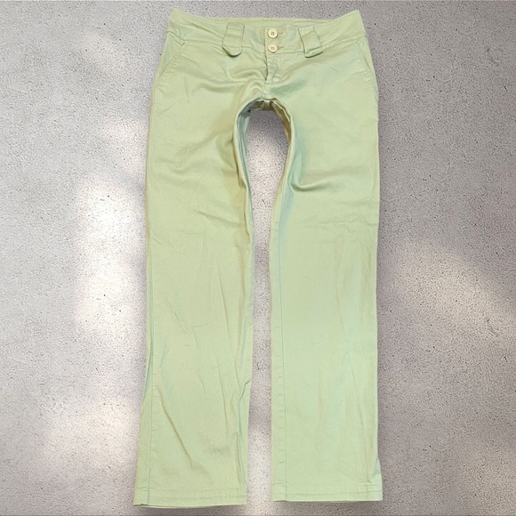 Y2k Lime Green Ultra Low Rise Skinny Pants - Picture 1 of 6